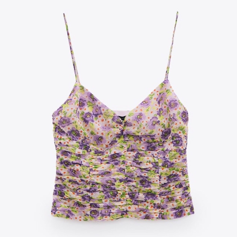 Zara floral draped top NWT